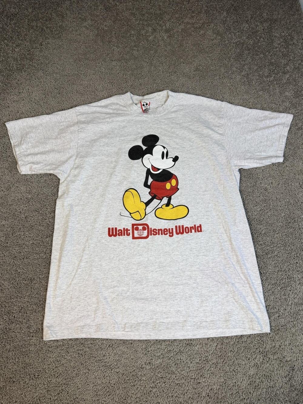 Vintage Disney Designs Shirt Mens XL Gray Mickey Mouse Walt Disney World 90s